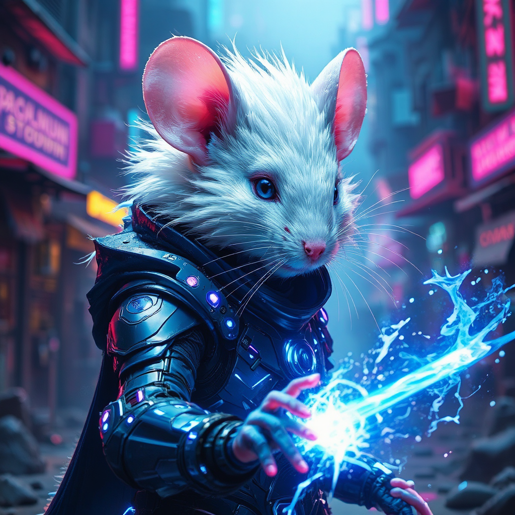Mouse in cybermagic armor