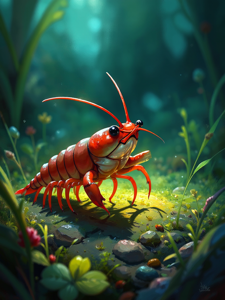 Baby crawfish in digital