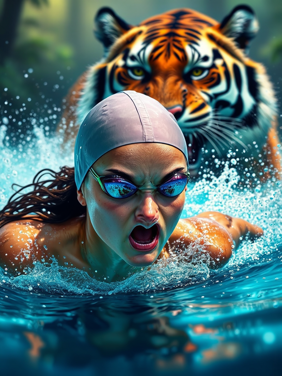 Female swimmer and crying