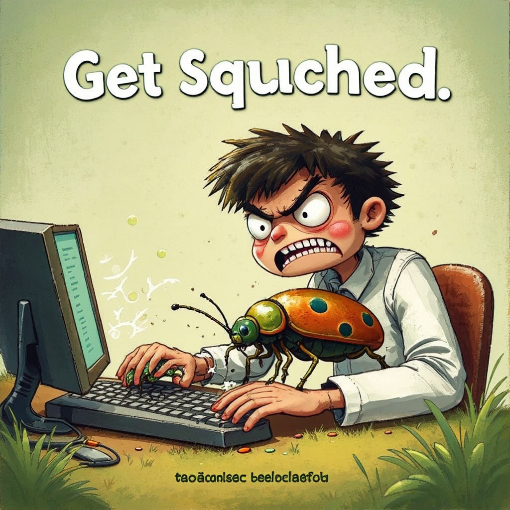 Angry programmer smashes fleeing