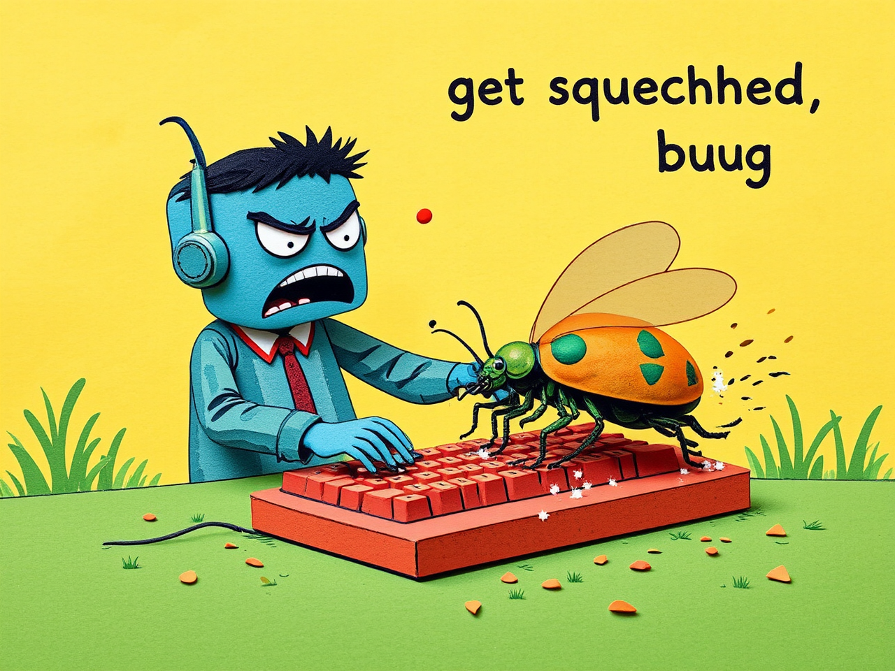 An angry programmer smashes