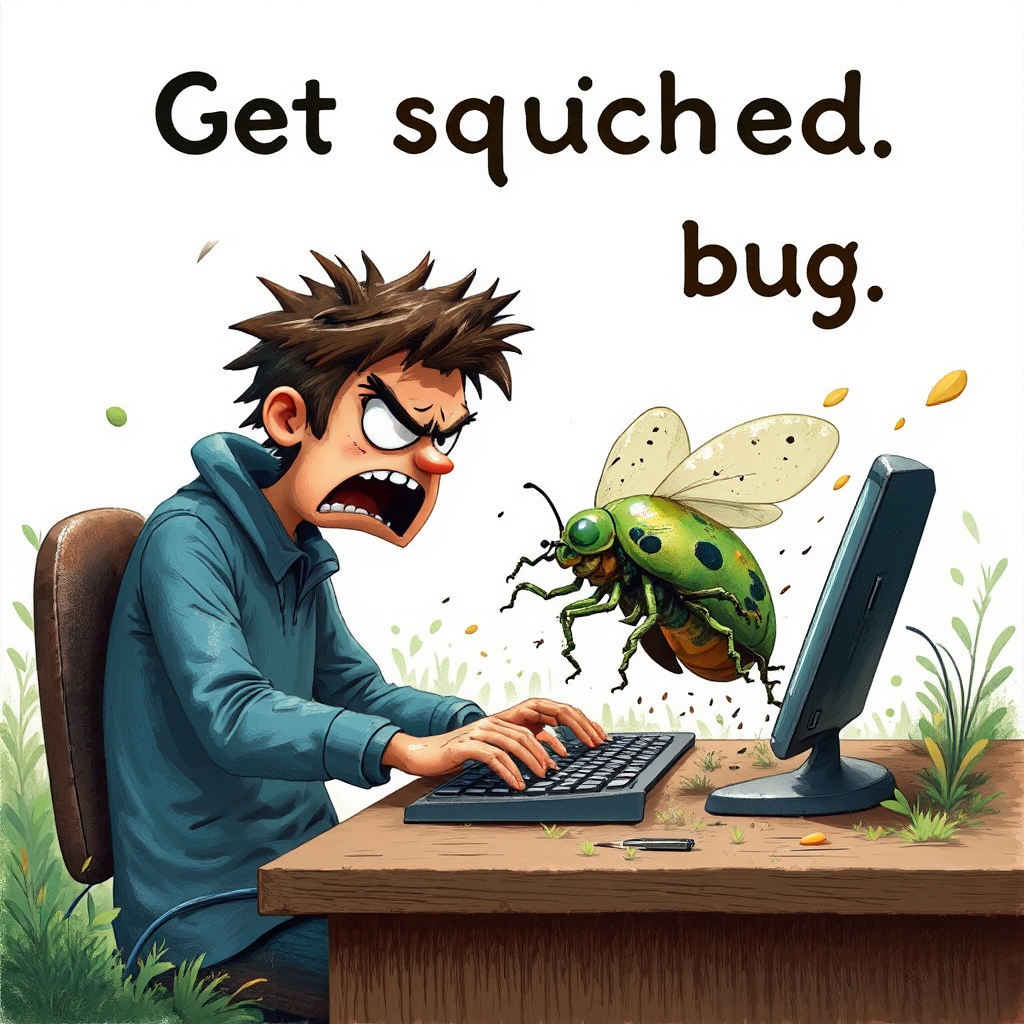 Angry programmer smashes fleeing