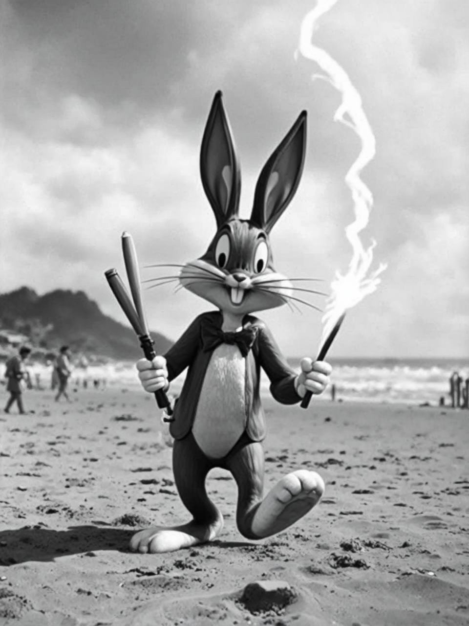 Cartoon rabbit storms Normandy