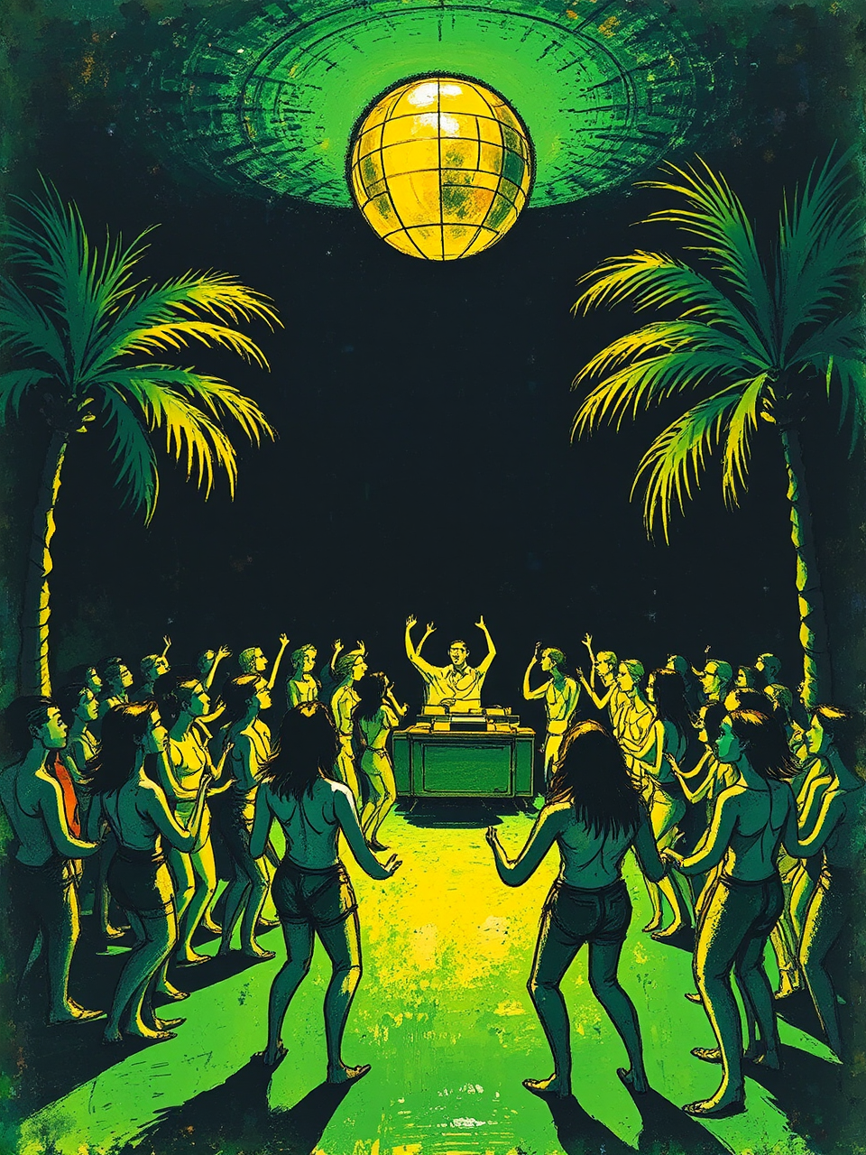 Close-up of underground ravers