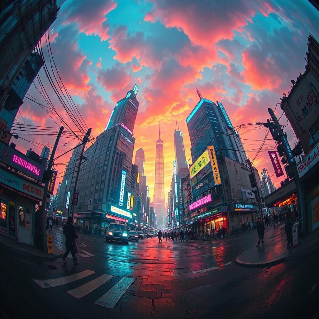 Cyberpunk street in a