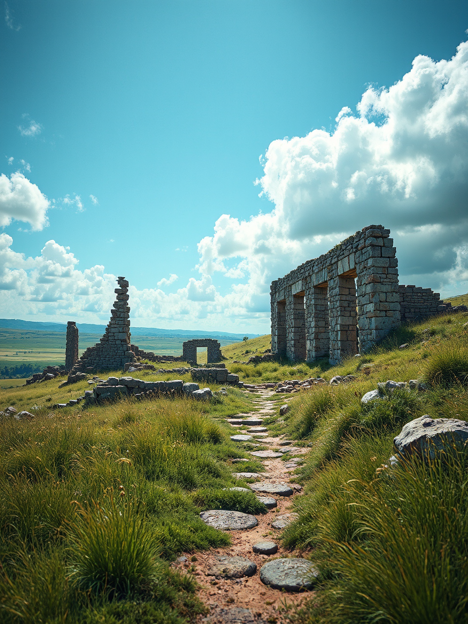 Abandoned grassland with ancient