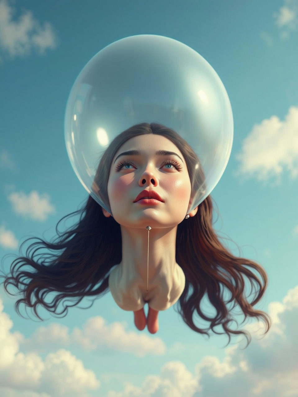 Woman with balloon head