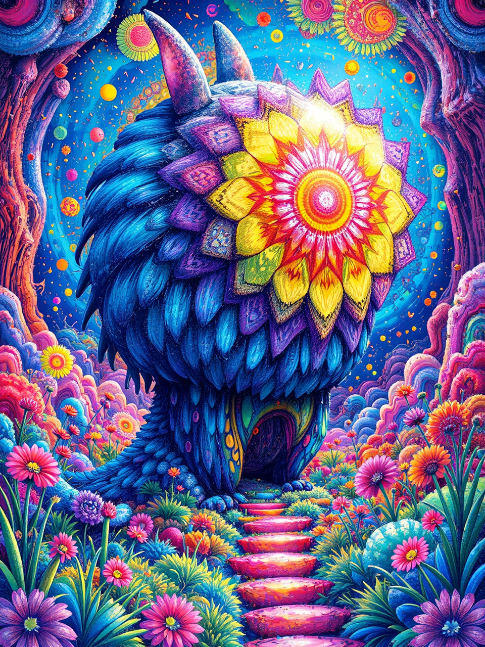 Psychedelic colorful digital artwork.
