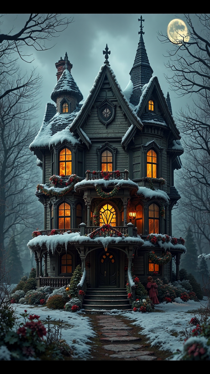 Creepy Christmas-themed 3D photorealistic
