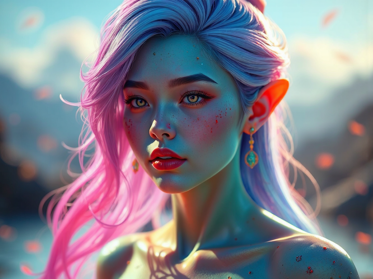 Female genie with vibrant