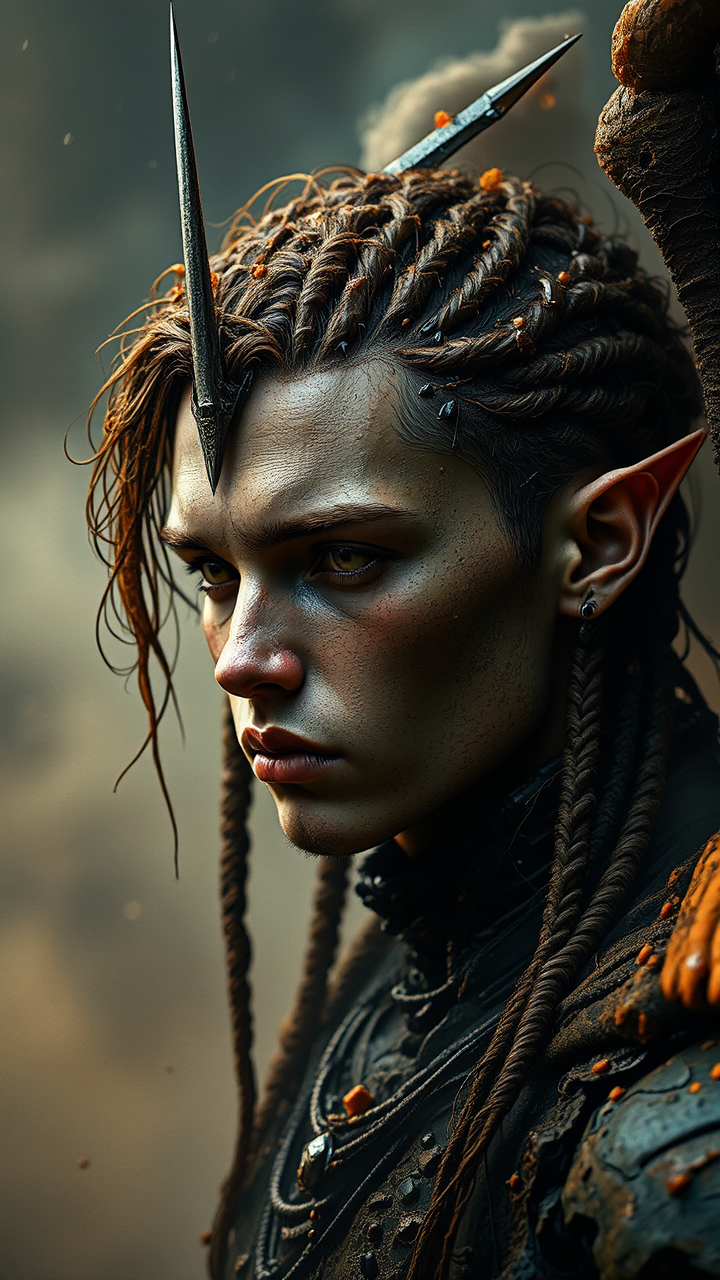 Dark angel with cybernetic