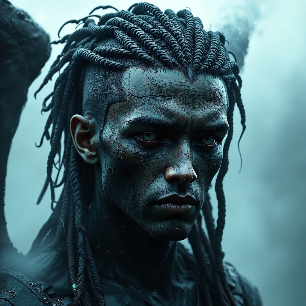 Dark angel with cybernetic