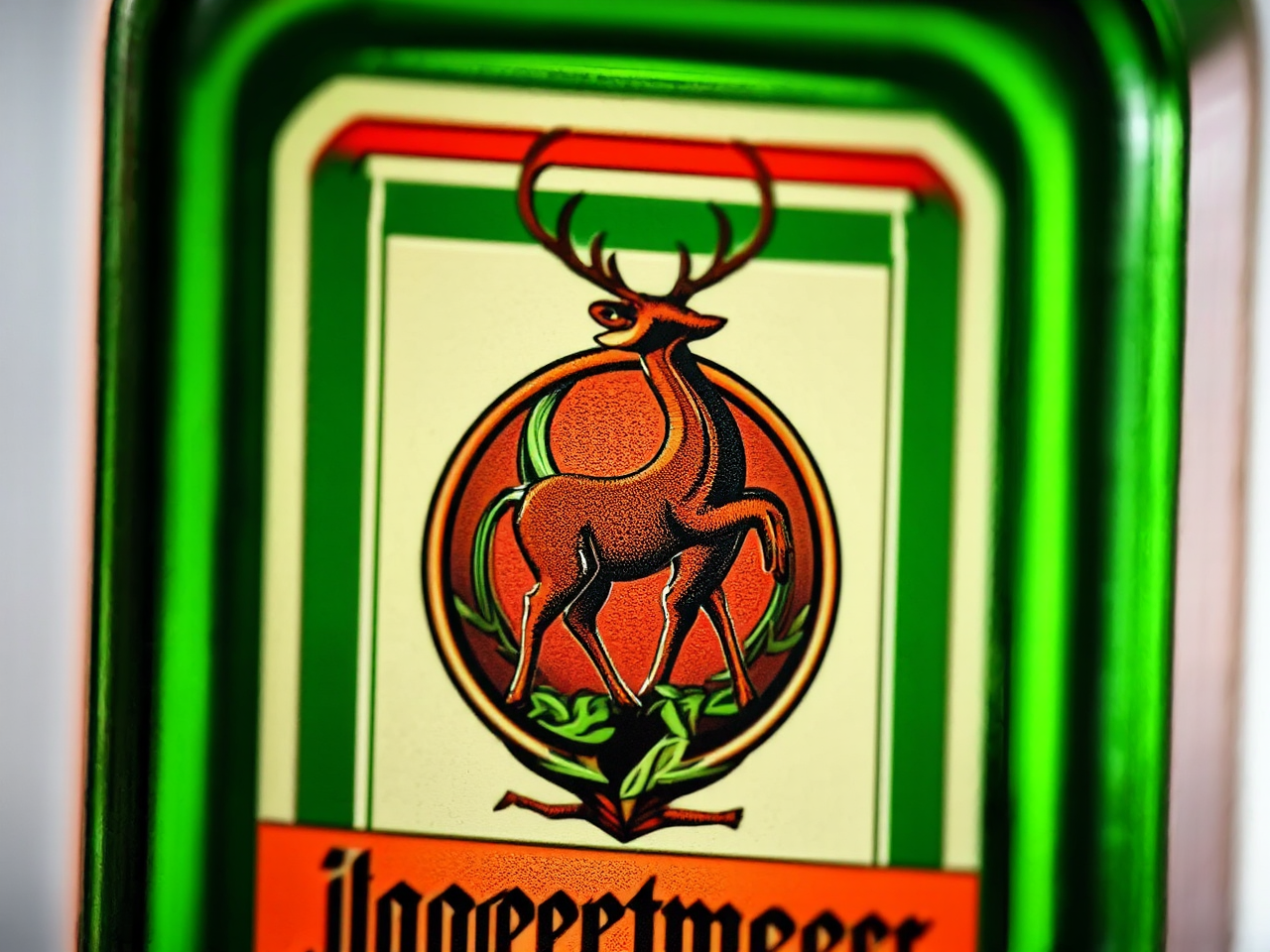 Green glass Jagermeister bottle