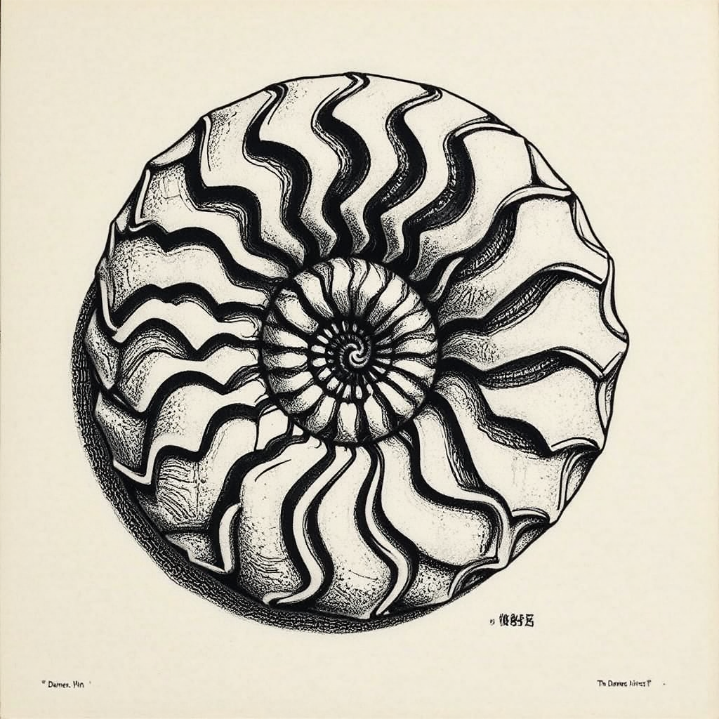 Ammonite in geometric, 3D