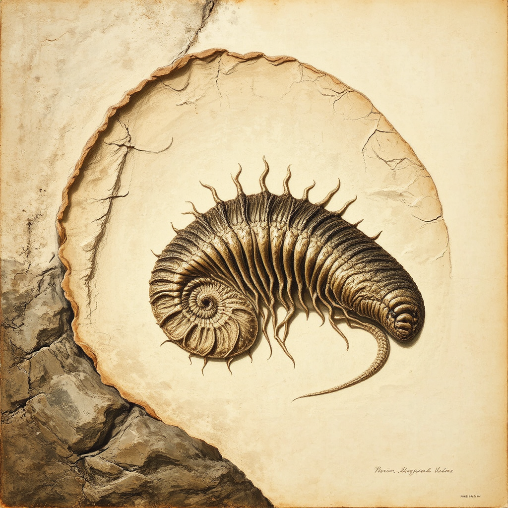 A fossilized trilobite in