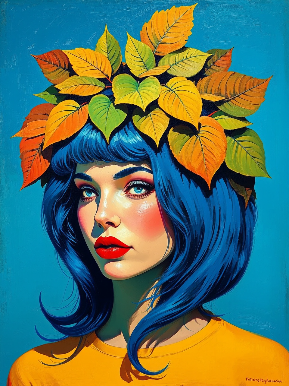 Woman with blue hair