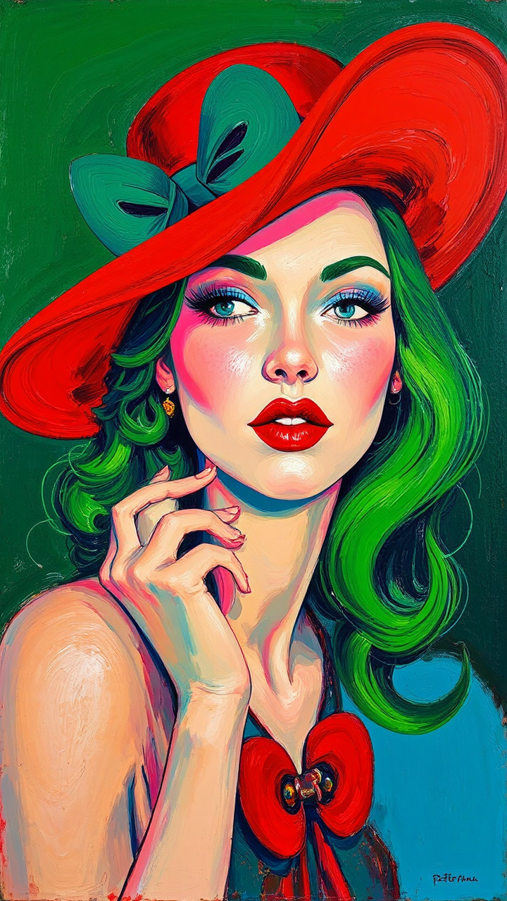 Woman with green hair