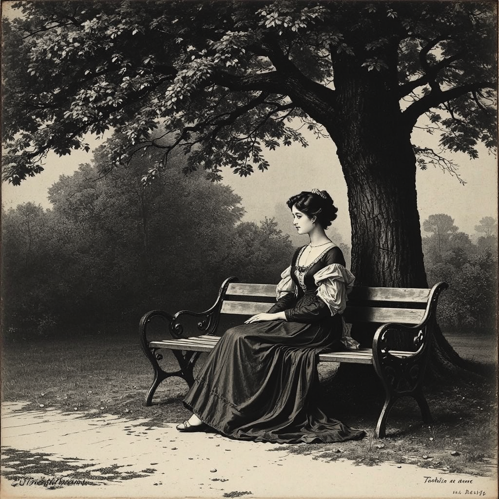 Woman sits on wooden
