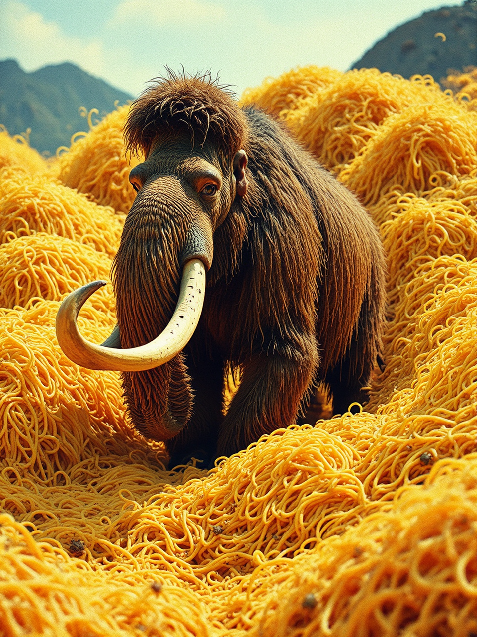 Mammoth walks through large