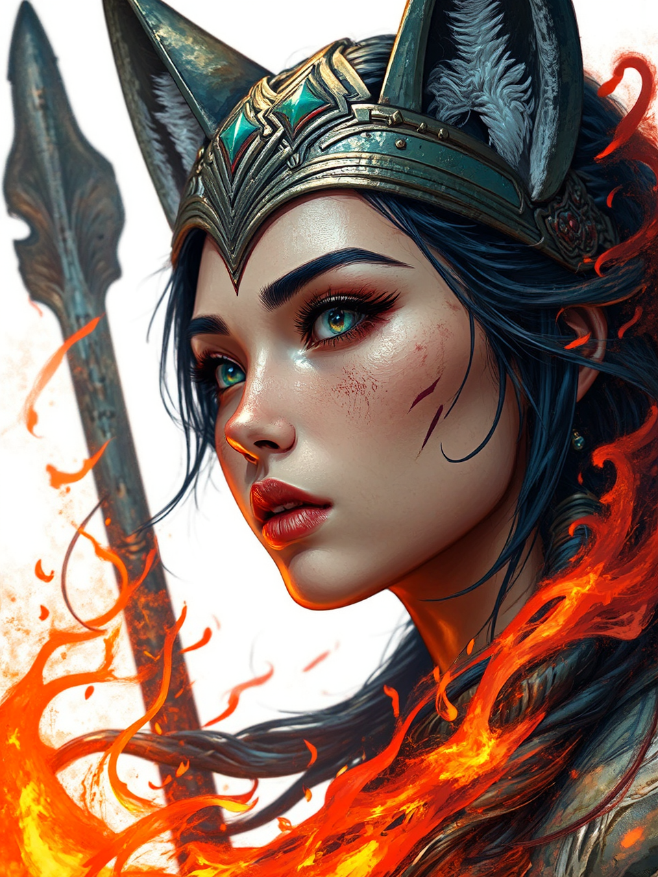 Aztec warrior with fire