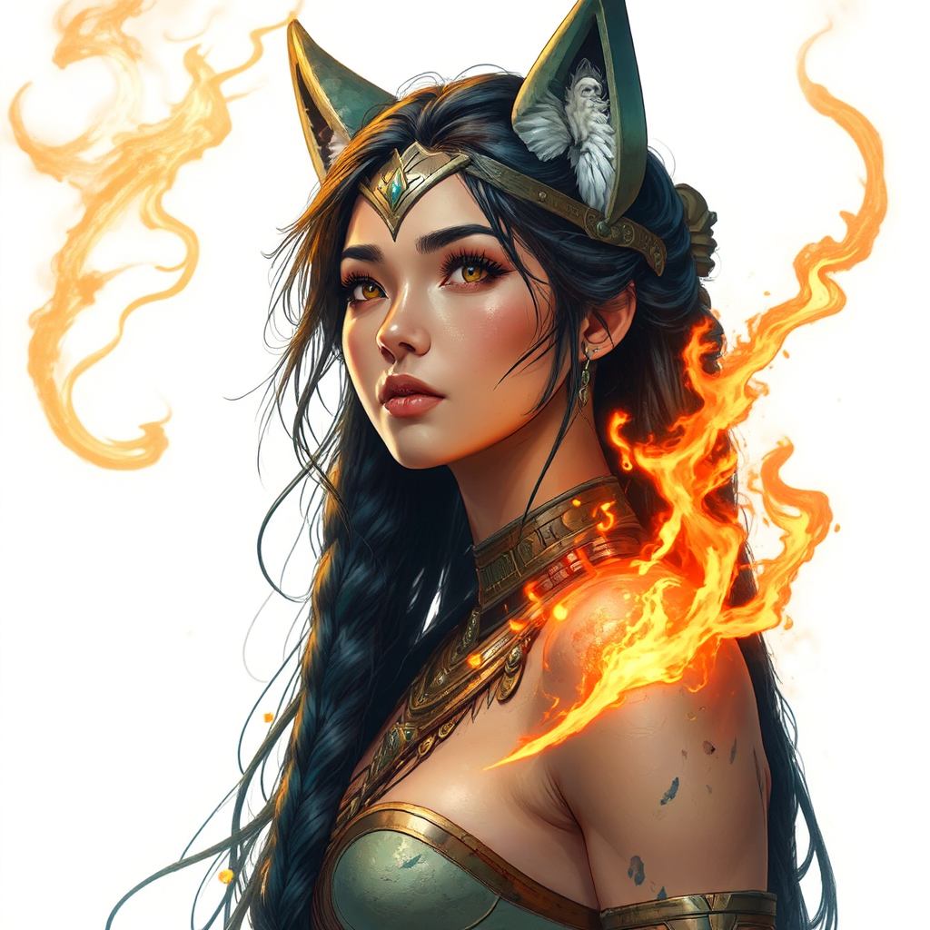 Aztec warrior with fire