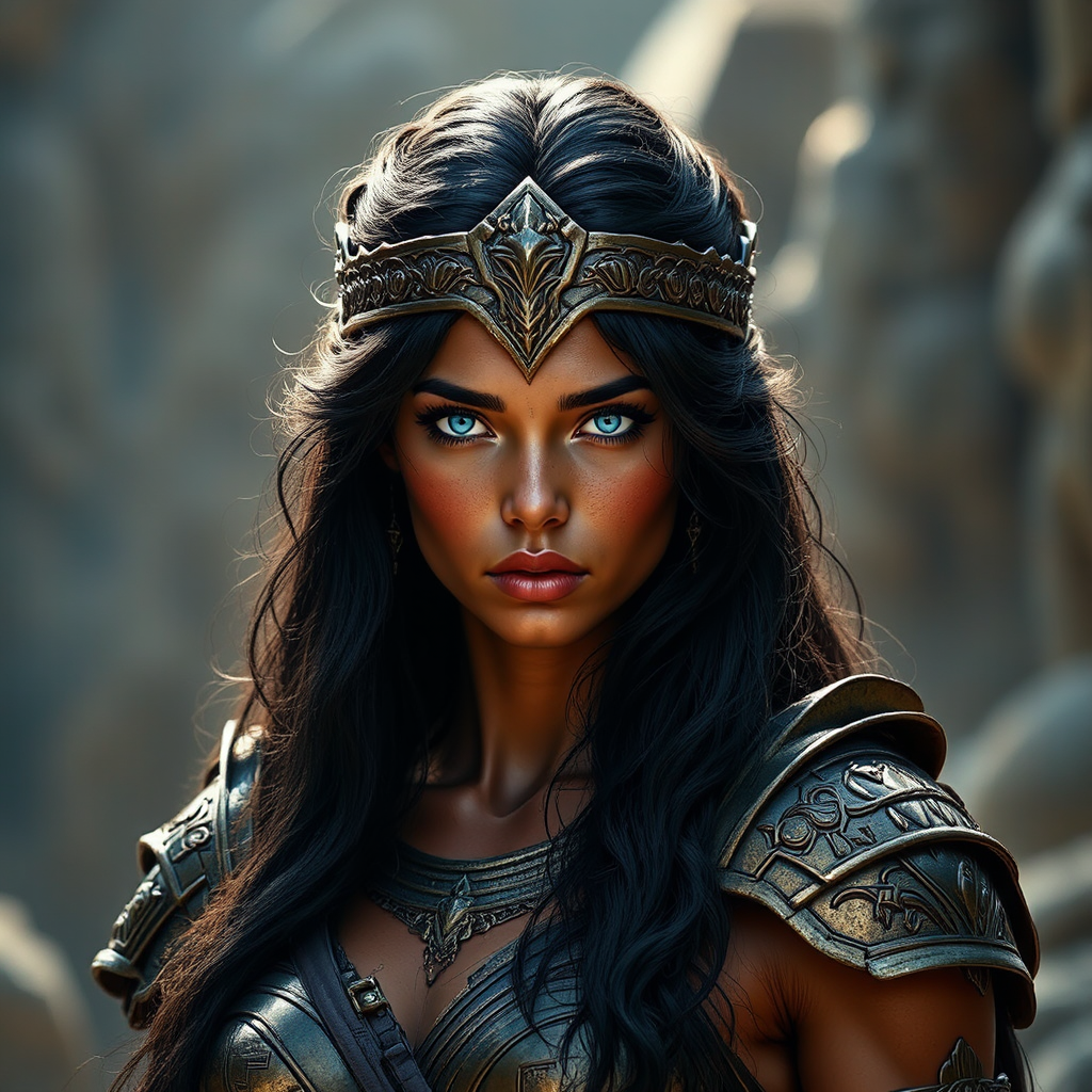 Greek Amazon warrior portrait.