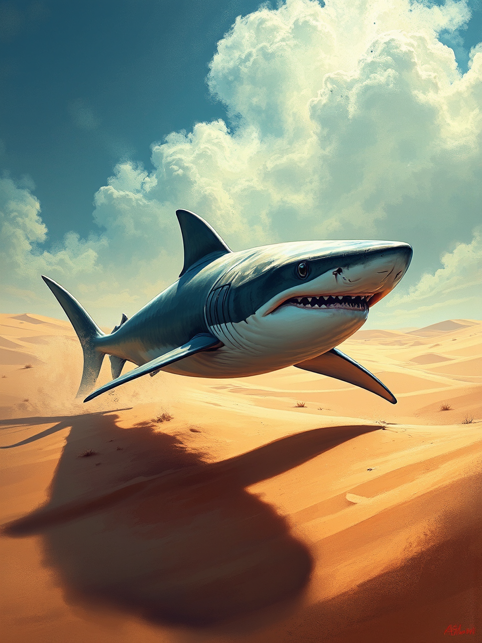 Desert shark swimming in