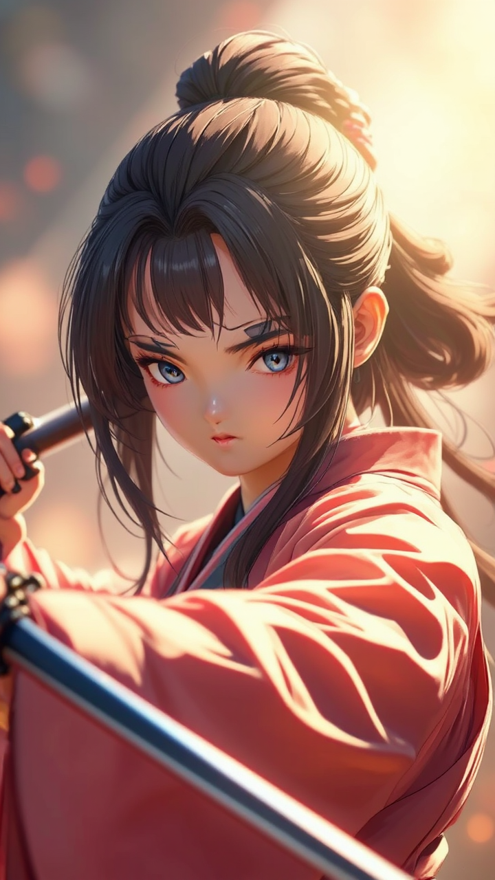 Young female samurai in