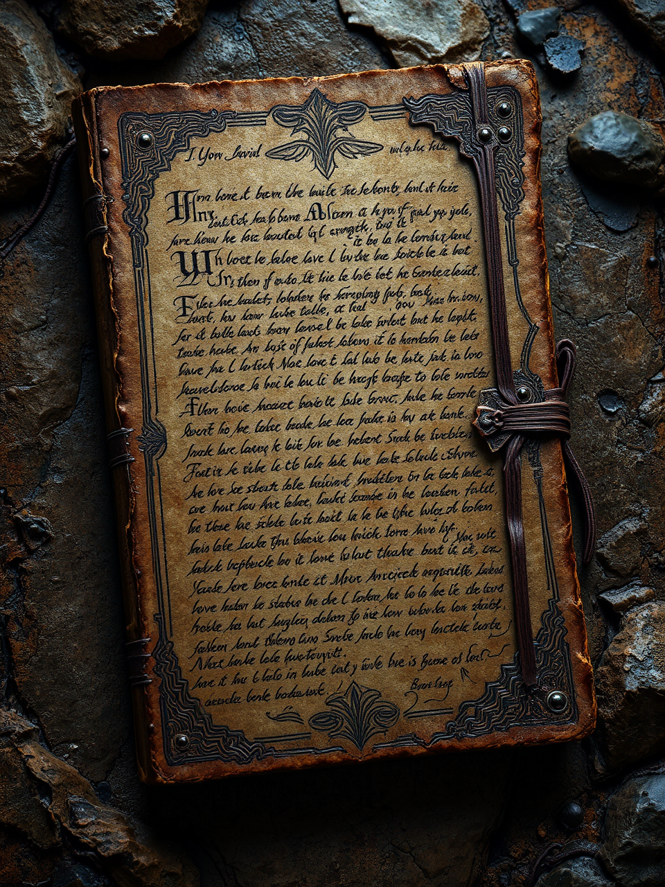 Ancient leather-bound journal with