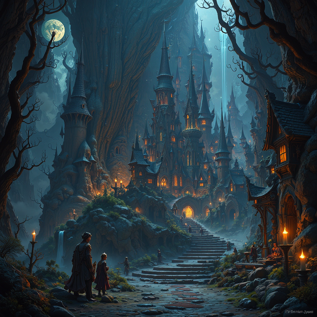 Elaborate fantasy scene with