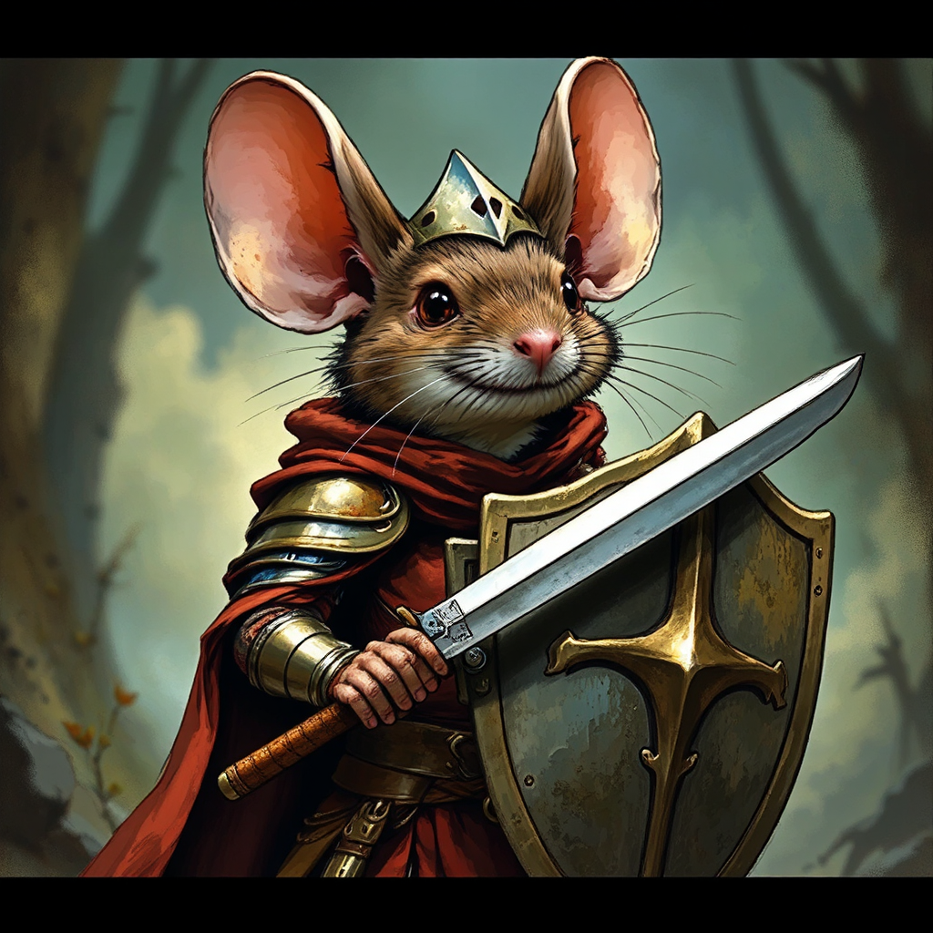 Heroic mouse in armor
