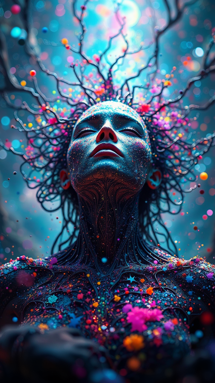 Cosmic scene with colorful