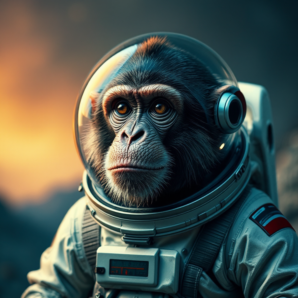 Monkey in astronaut costume