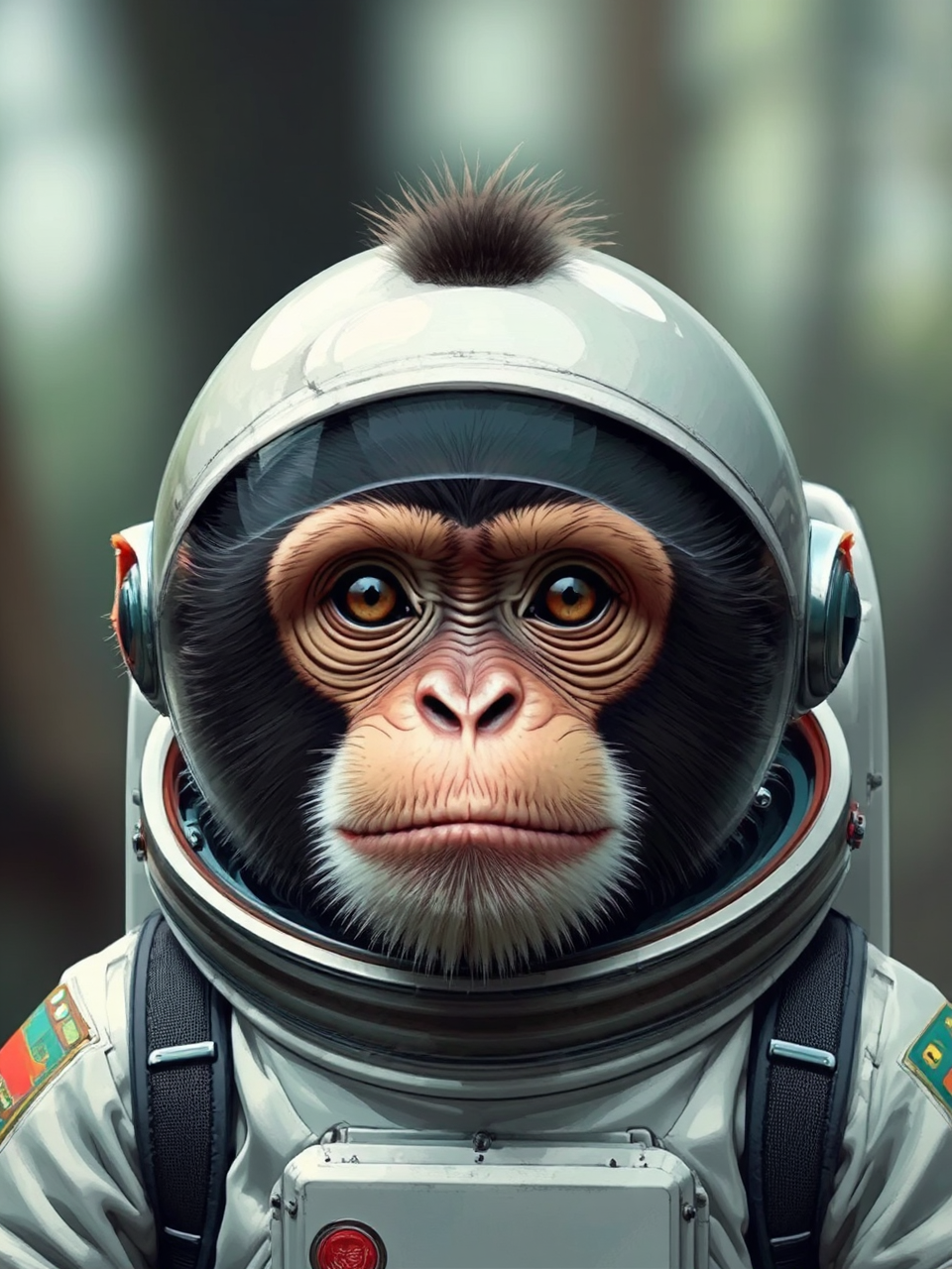 Astronaut monkey portrait in