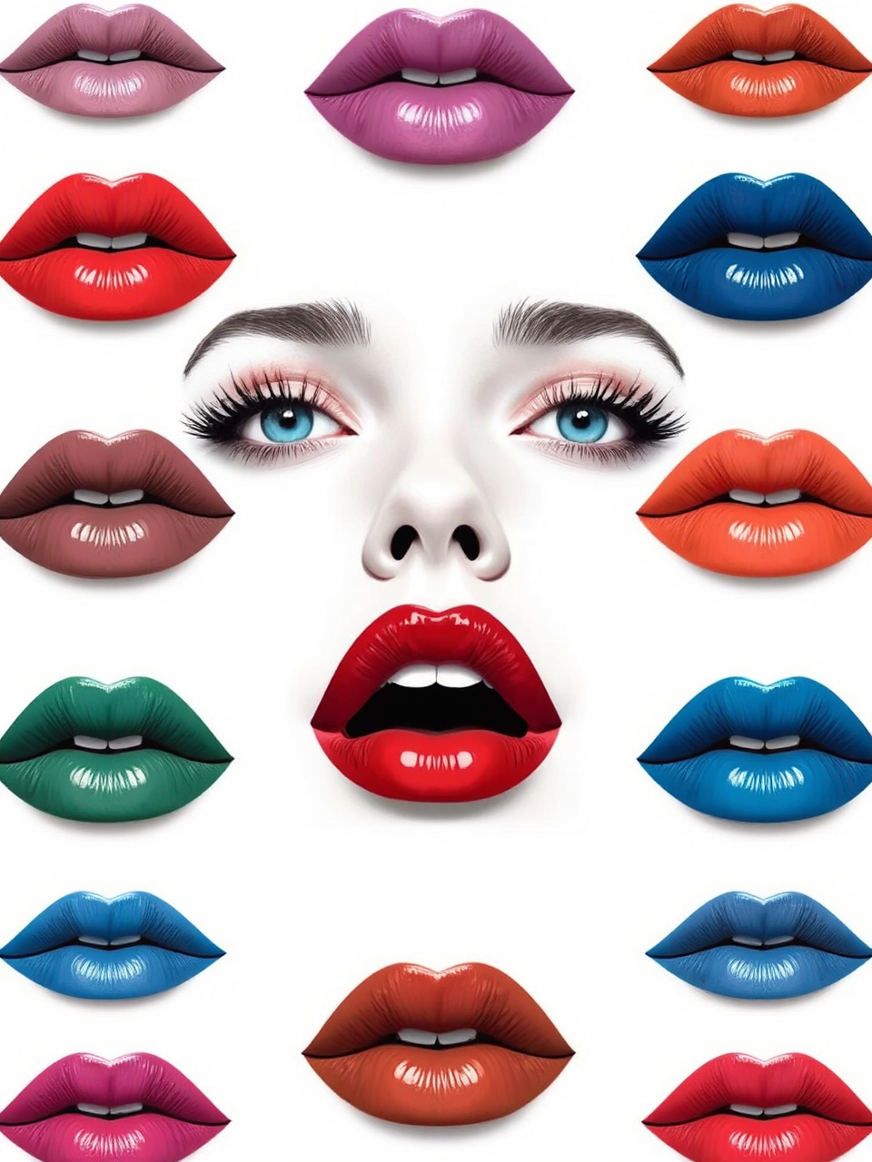 Lips in various colors