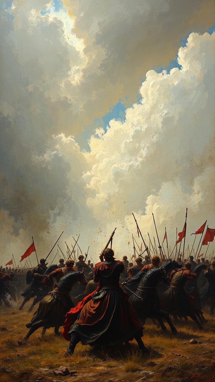 Russian nobles fighting Mongols.