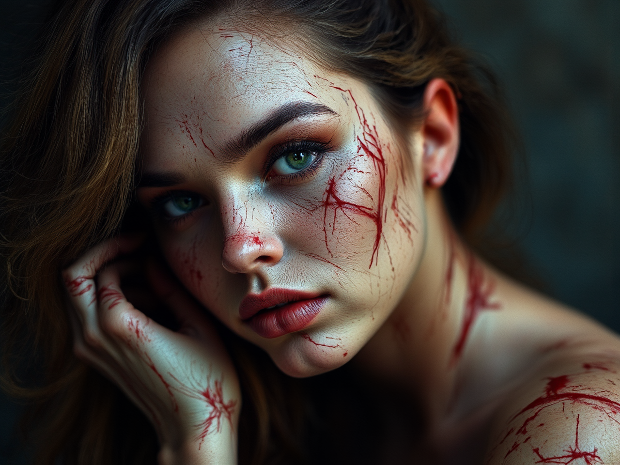 A battered young female