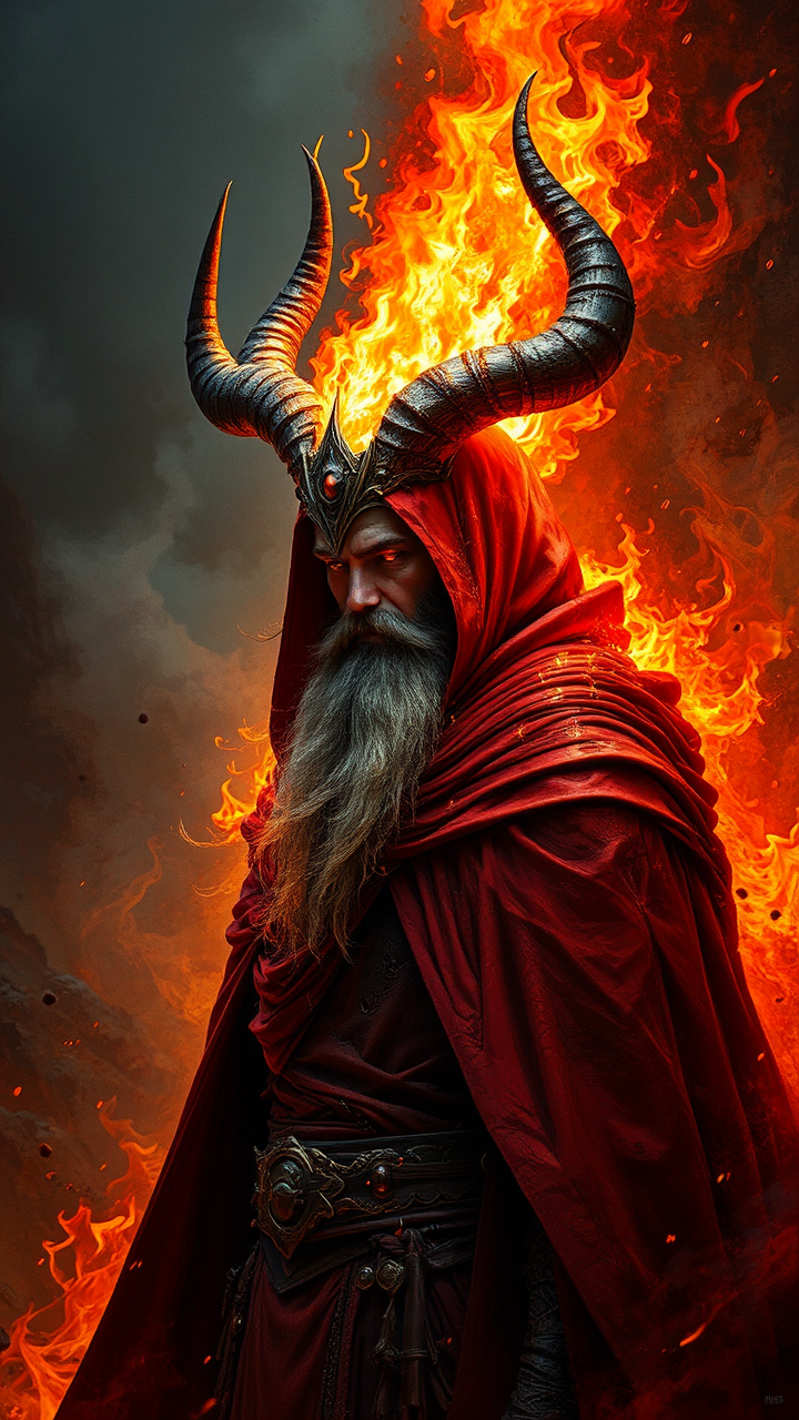 Fire wizard in fantasy