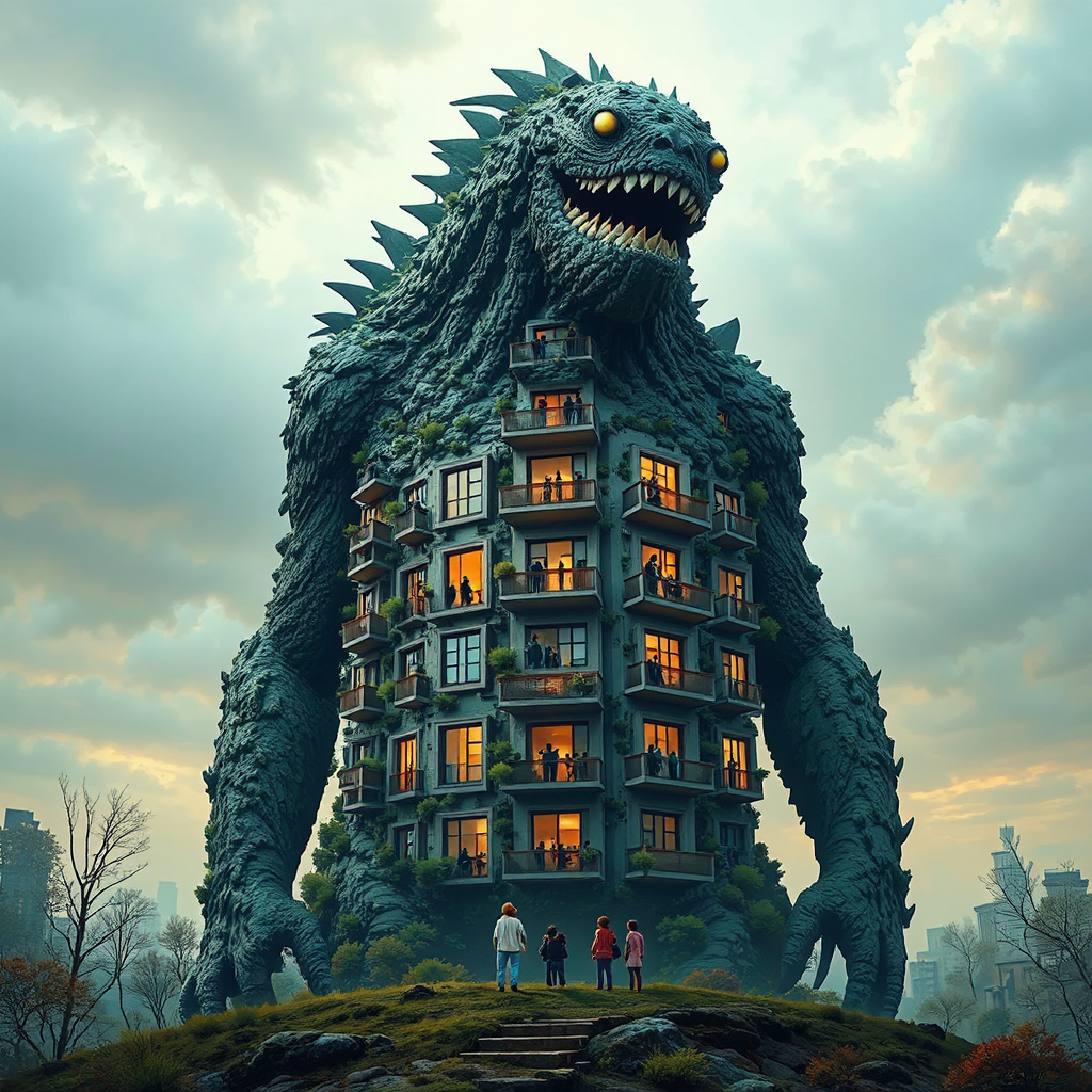 Apartment building inside giant