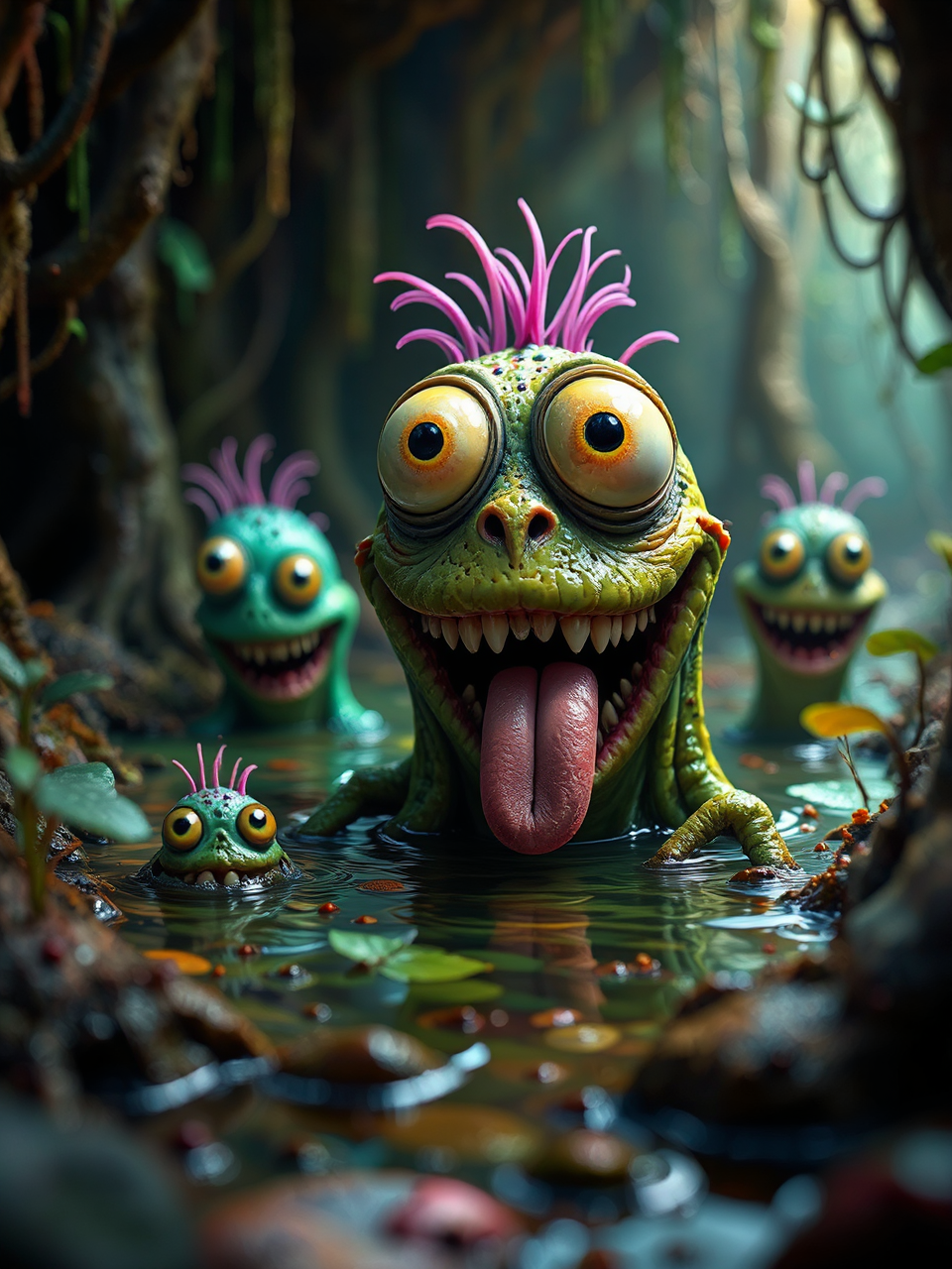 Intricate swamp creatures with