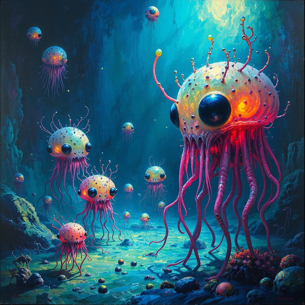 Alien creatures in surreal