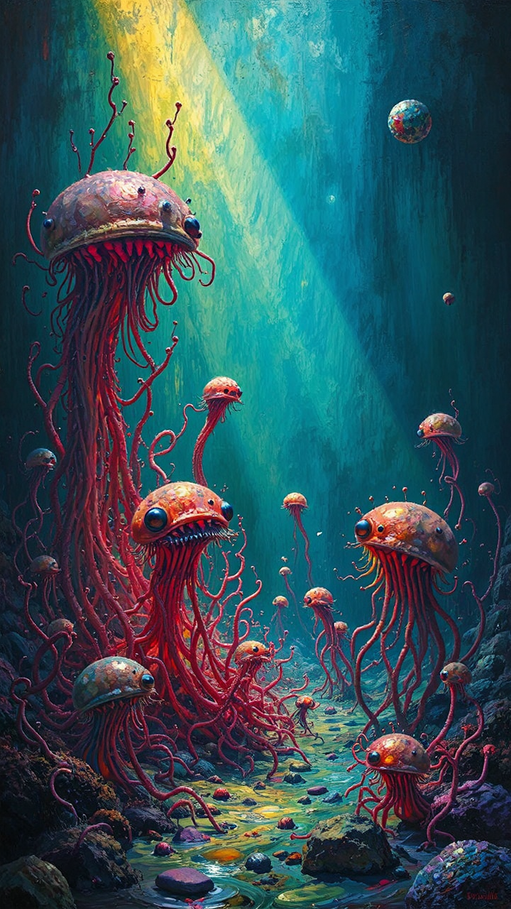 Plankton creatures in surreal