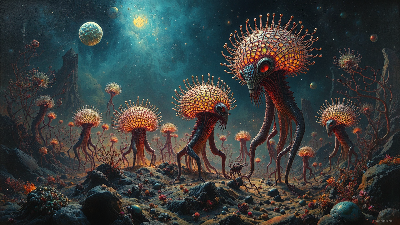 Radiolarian creatures in dramatic