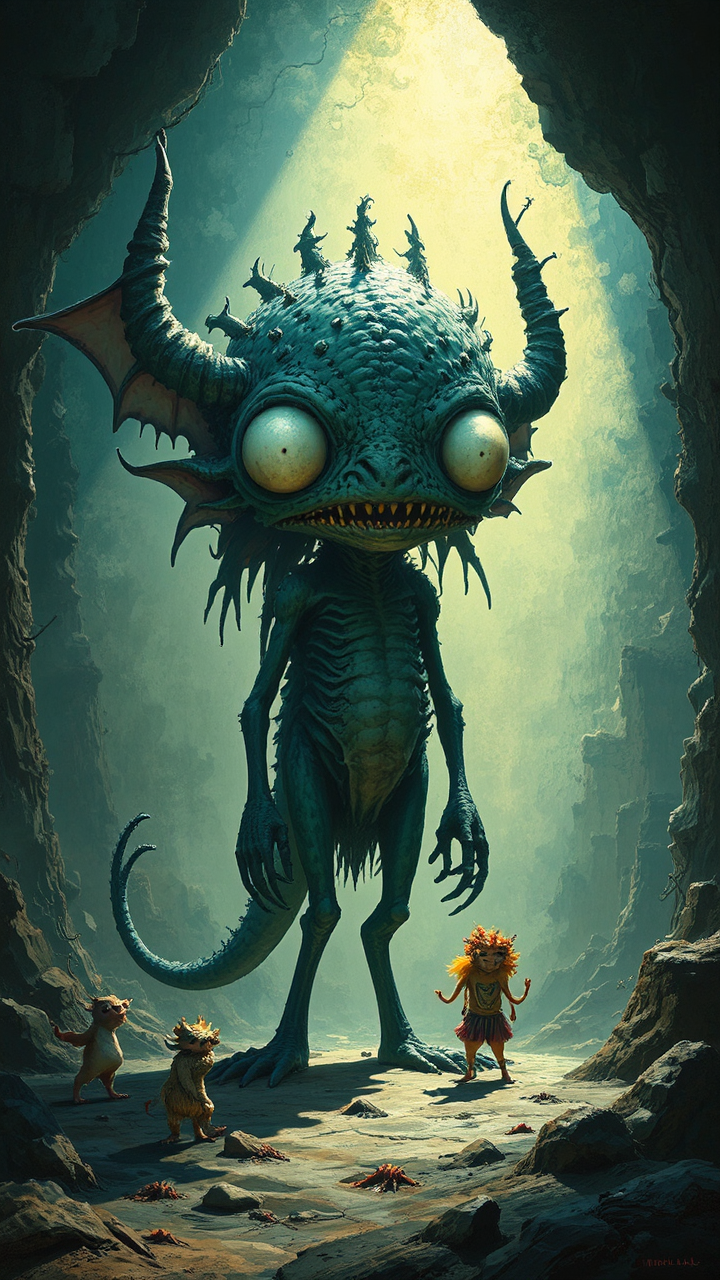 Mythical creatures in dark