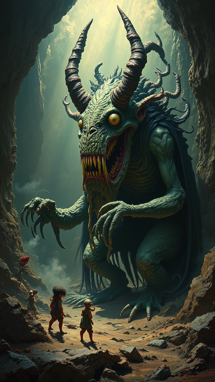 Grotesque creatures in dark