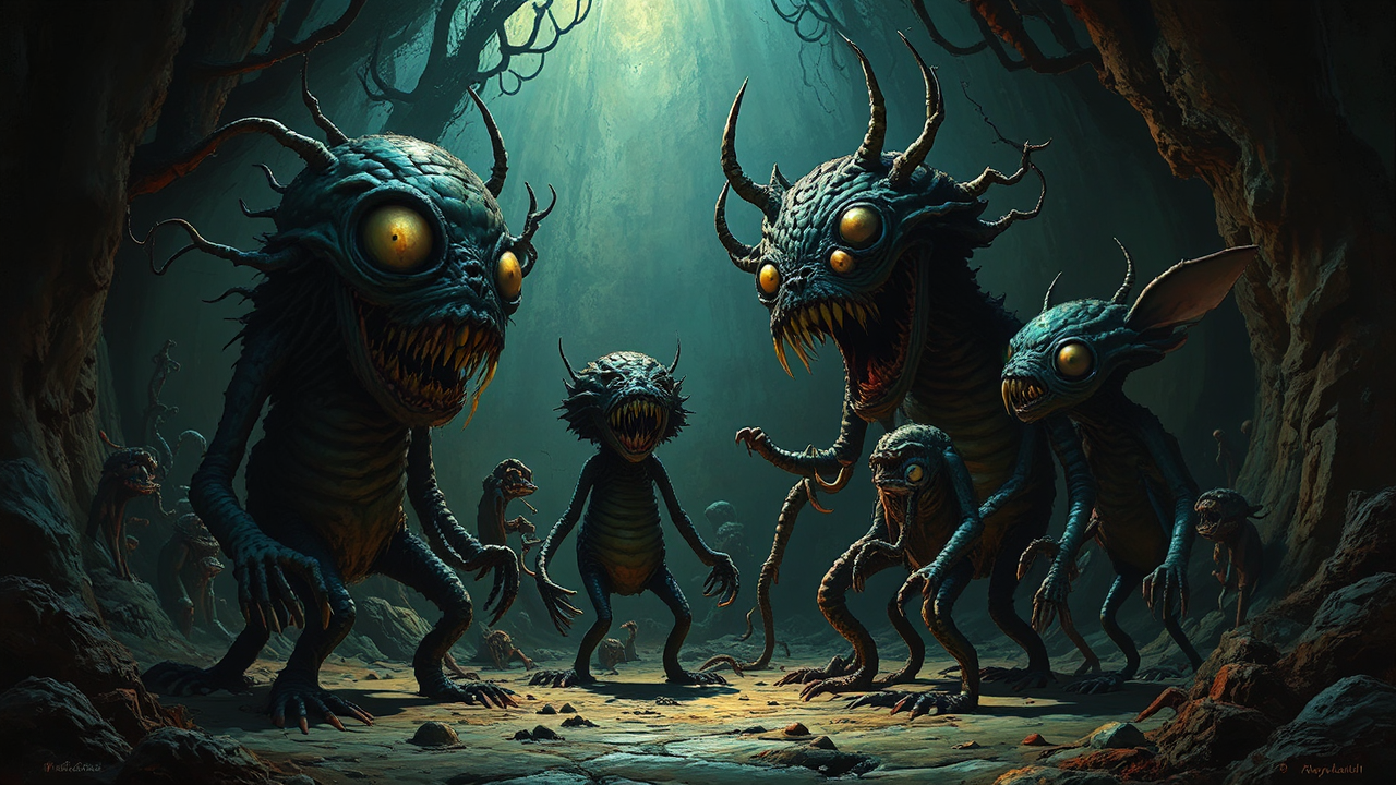 Uncanny monster surrealist artwork.