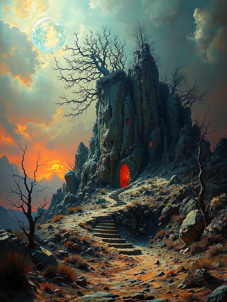 Wasteland with surrealist dramatic