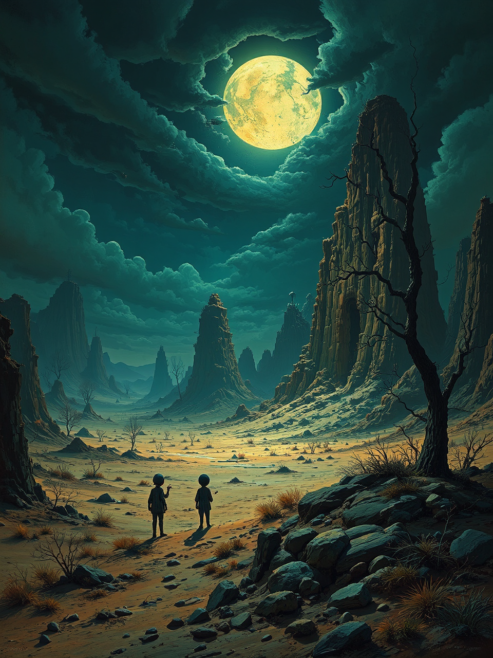 Vast wasteland with surreal