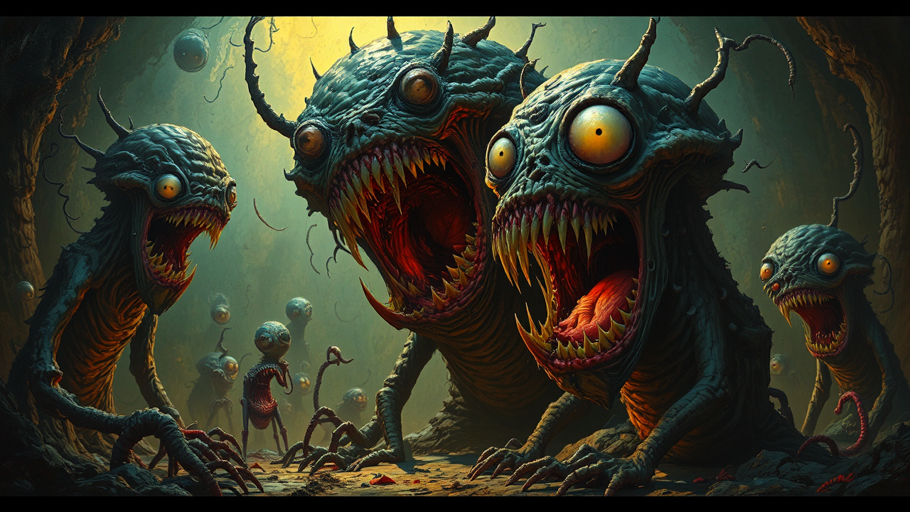 Visceral monsters with glowing