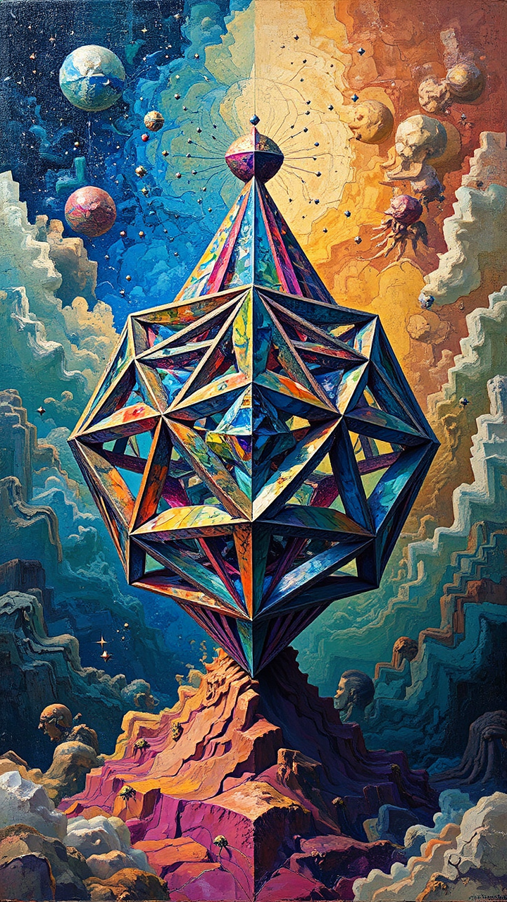 A geometric shape transforms